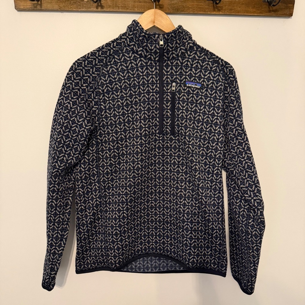 Patagonia Better Sweater 1/4 Zip Fleece Pullover Stone Stack Classic Navy